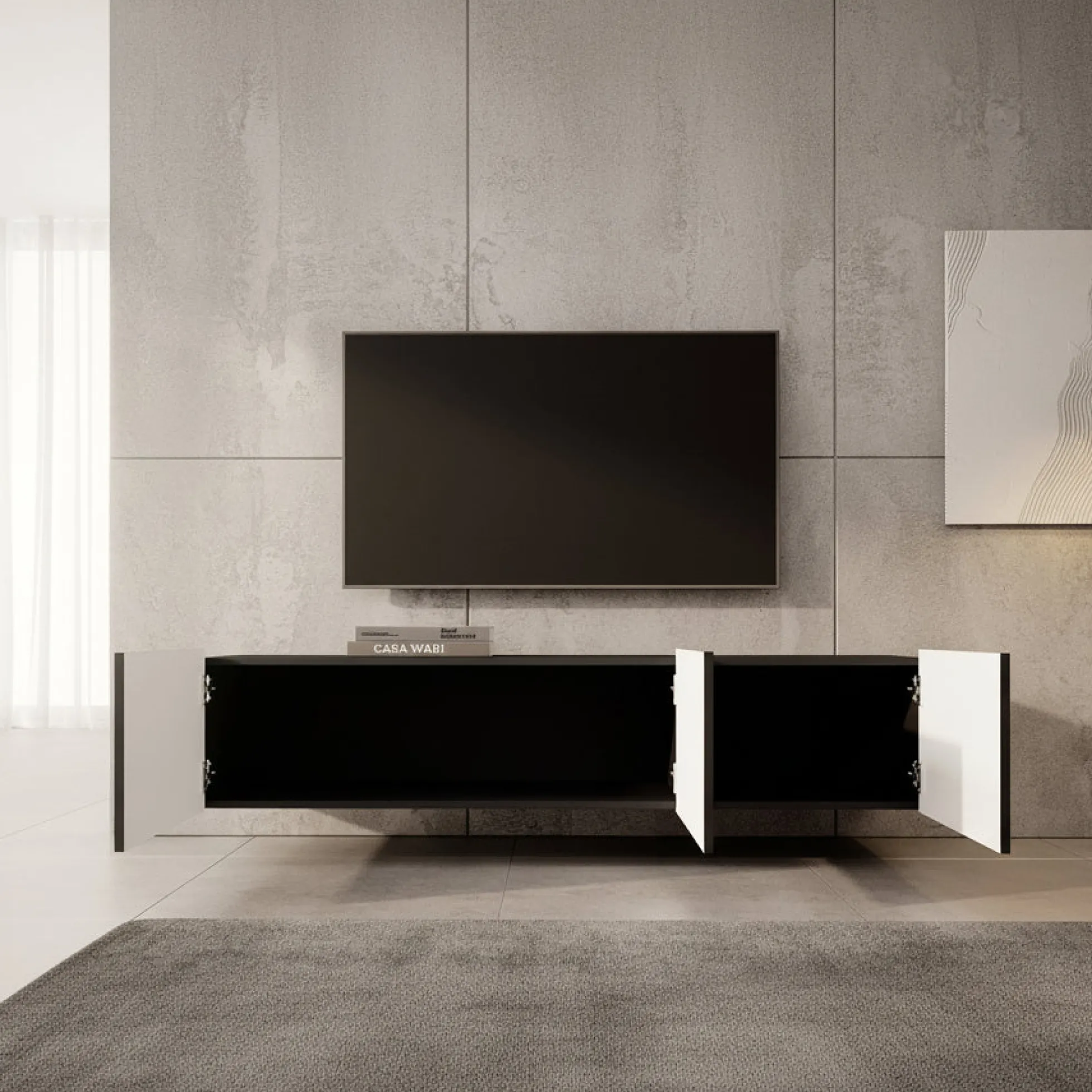 Pepinos - TV-Meubel - Mat zwart - 150x42x33 cm