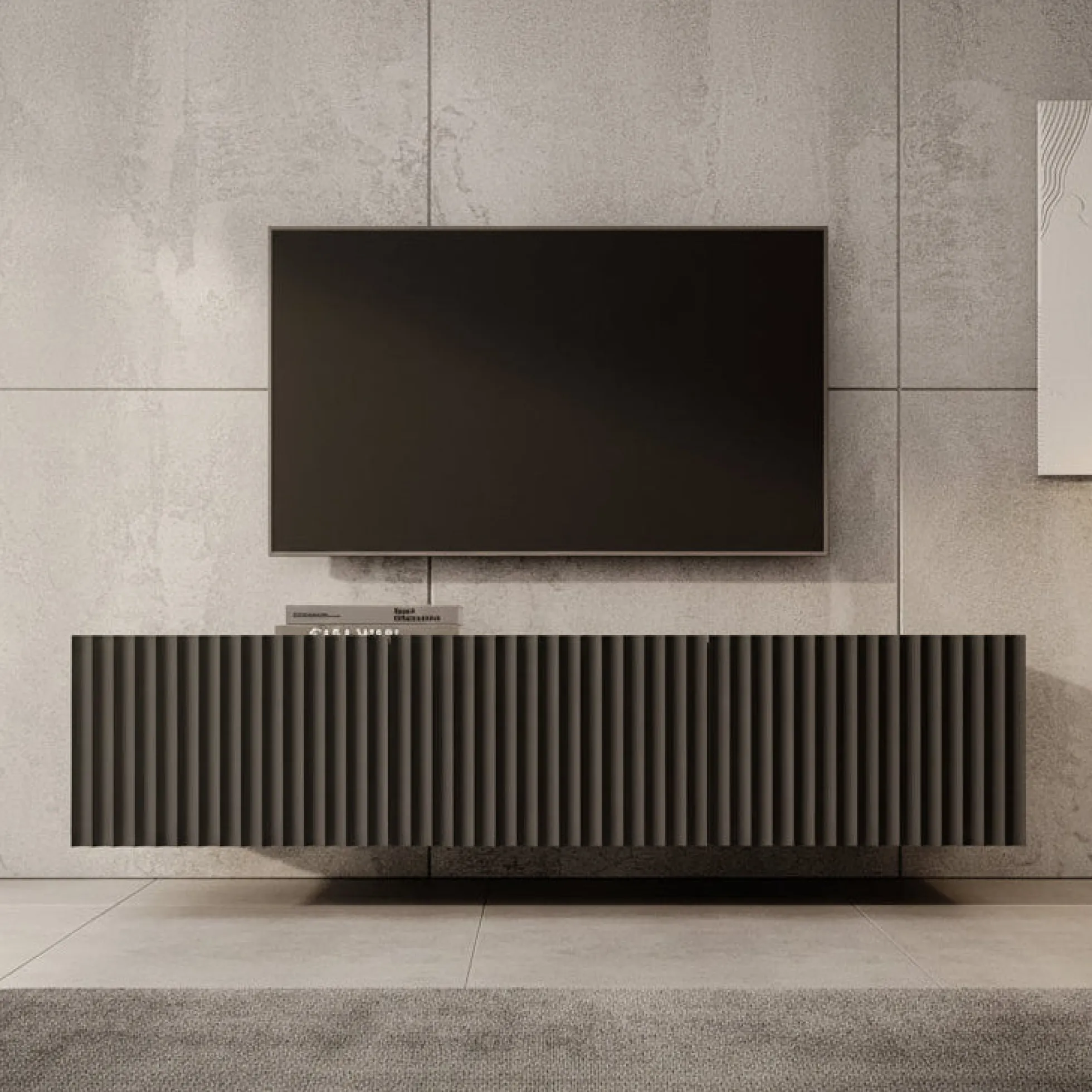 Pepinos - TV-Meubel - Mat zwart - 150x42x33 cm