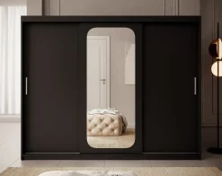 Pete - Kledingkast met schuifdeuren - Zwart - 250x62x200 cm