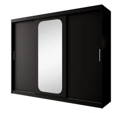 Pete - Kledingkast met schuifdeuren - Zwart - 250x62x200 cm
