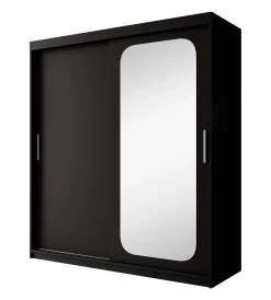 Pete - Kledingkast met schuifdeuren - Zwart - 180x62x200 cm