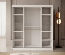 Pete - Kledingkast met schuifdeuren - Wit - 180x62x200 cm