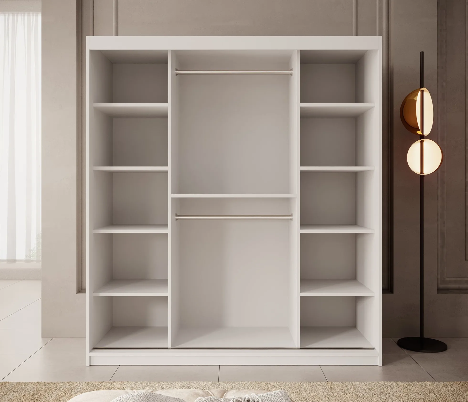 Pete - Kledingkast met schuifdeuren - Wit - 180x62x200 cm