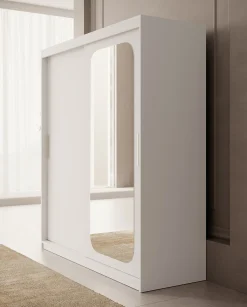 Pete - Kledingkast met schuifdeuren - Wit - 180x62x200 cm