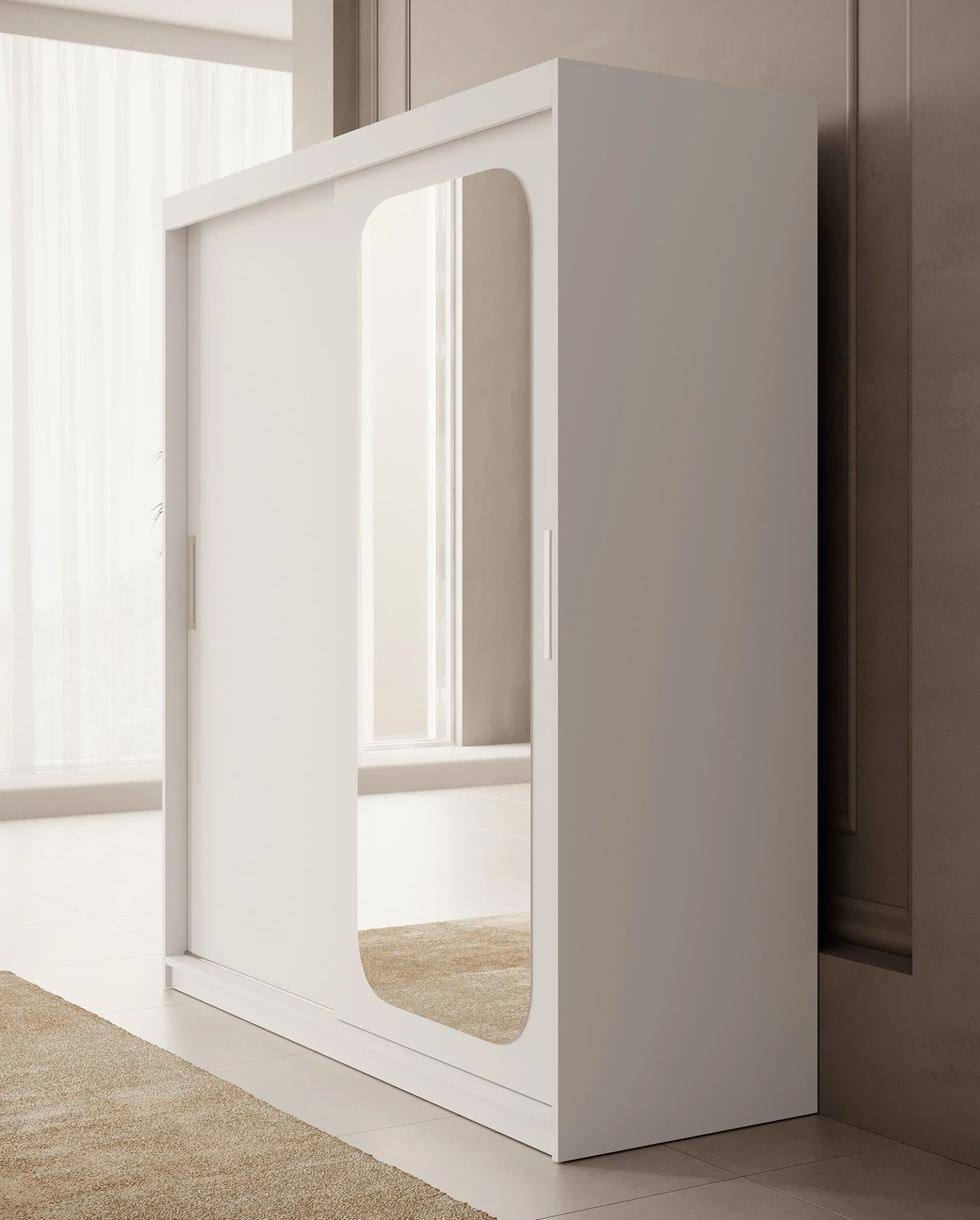 Pete - Kledingkast met schuifdeuren - Wit - 180x62x200 cm