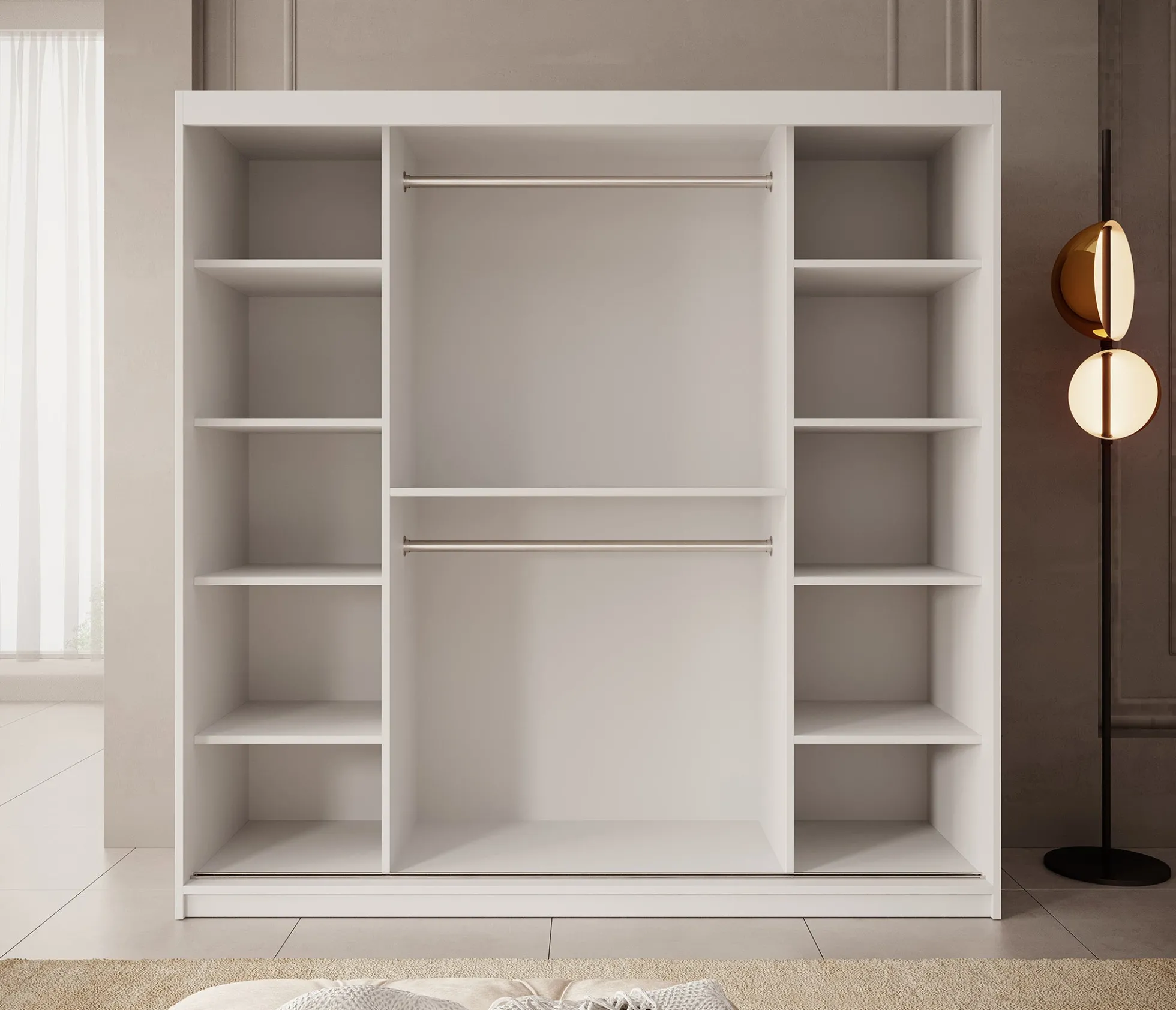 Pete - Kledingkast met schuifdeuren - Wit - 200x62x200 cm