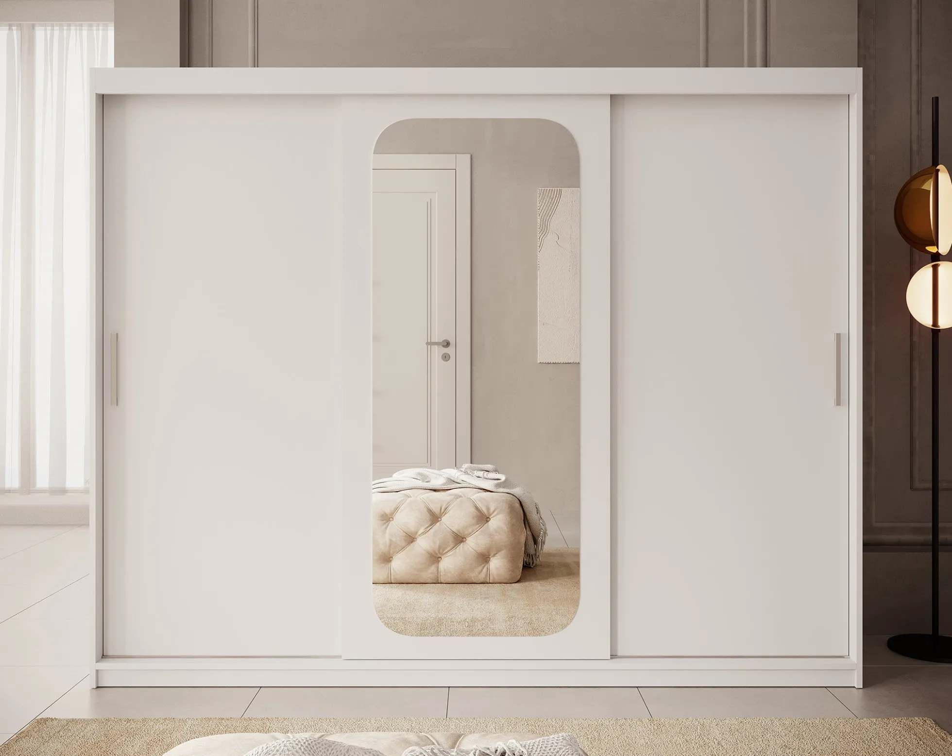 Pete - Kledingkast met schuifdeuren - Wit - 250x62x200 cm