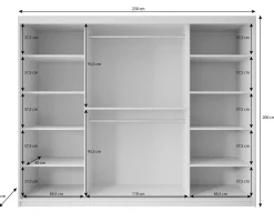 Pete - Kledingkast met schuifdeuren - Wit - 250x62x200 cm