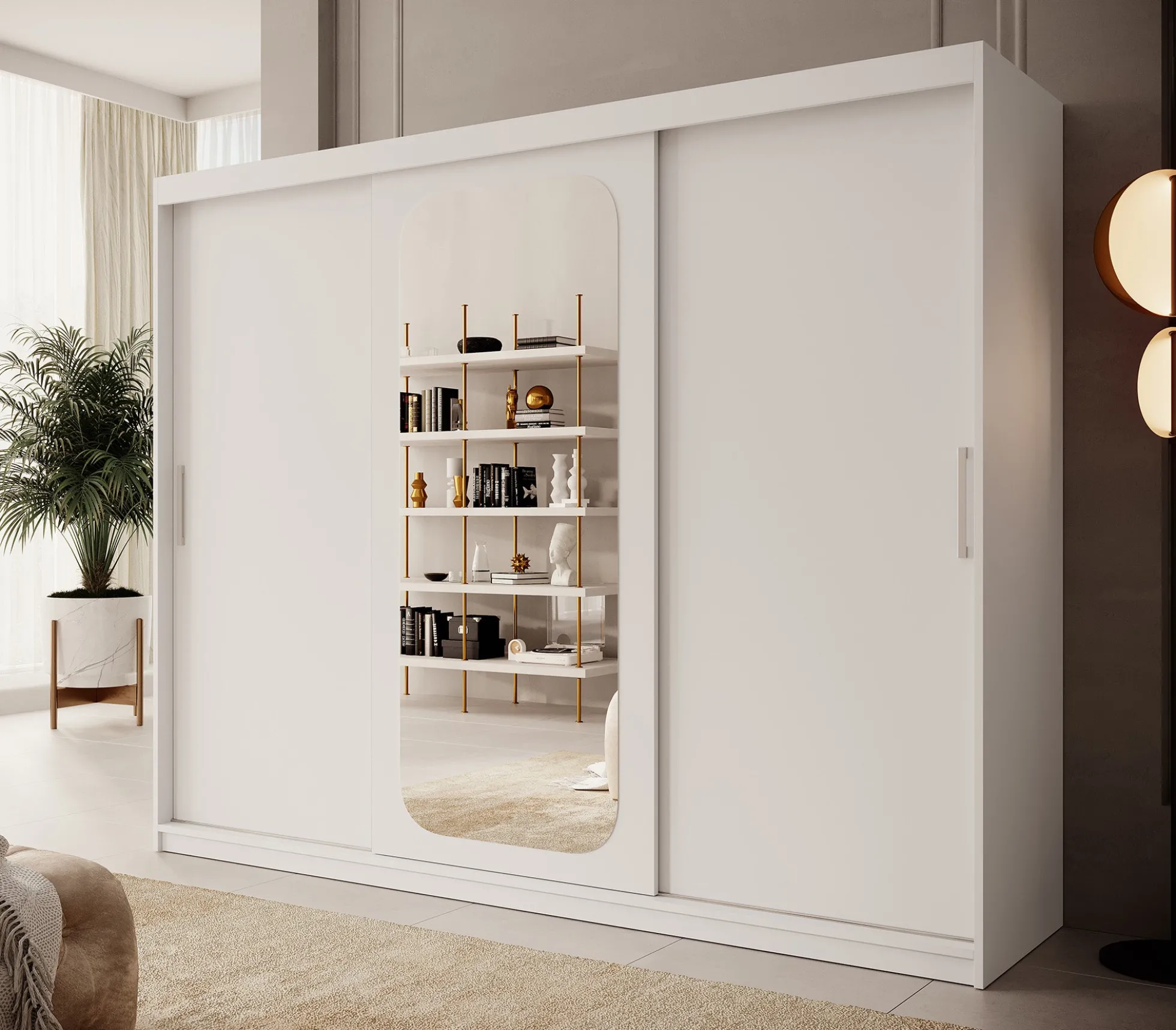 Pete - Kledingkast met schuifdeuren - Wit - 250x62x200 cm