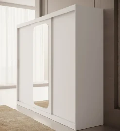 Pete - Kledingkast met schuifdeuren - Wit - 250x62x200 cm