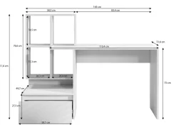 Pierre 2 - Bureau - Donker eiken/antraciet - 145x52 cm