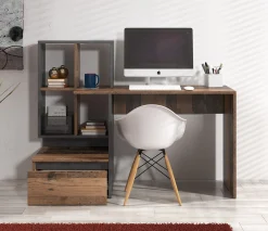Pierre 2 - Bureau - Donker eiken/antraciet - 145x52 cm