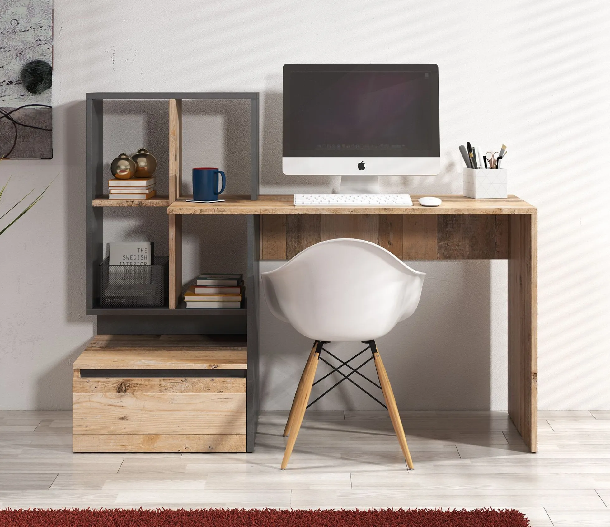 Pierre 2 - Bureau - Licht eiken/antraciet - 145x52 cm