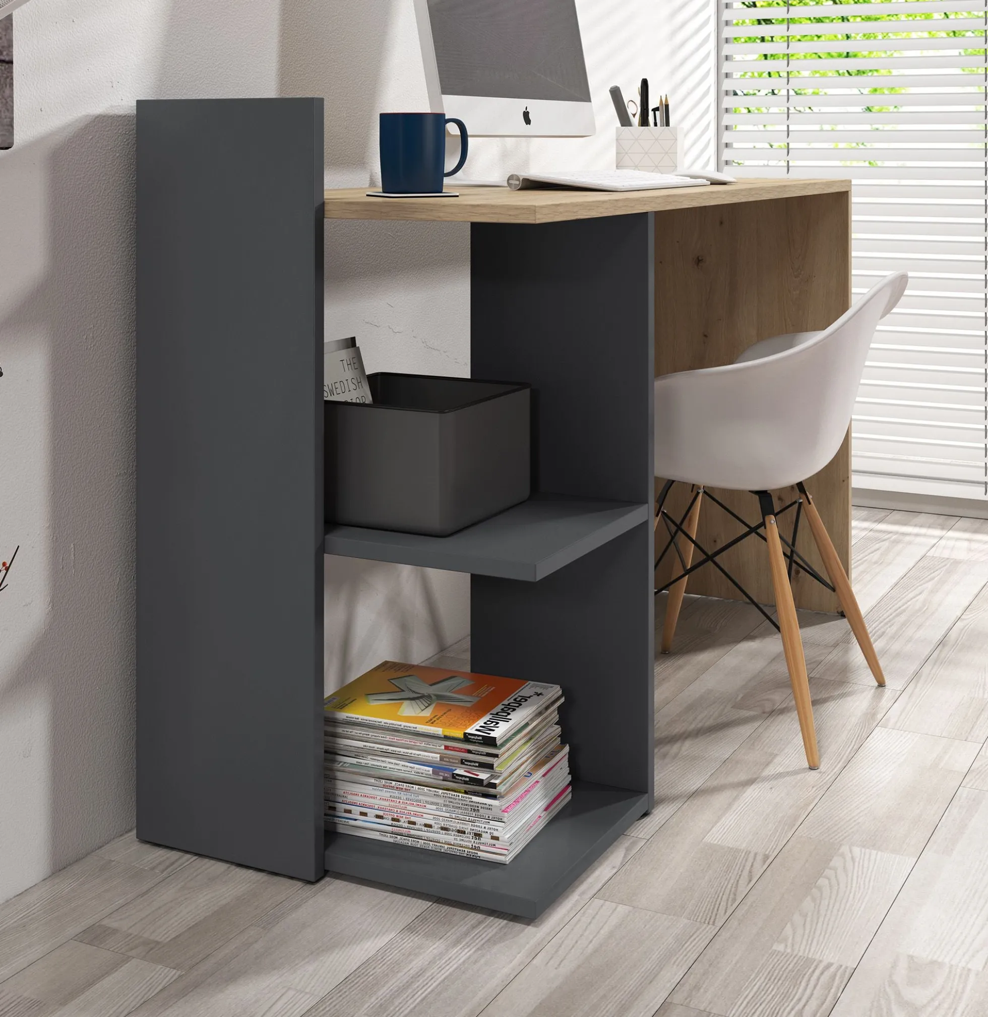 Pierre - Bureau - Eiken/antraciet - 120x52 cm