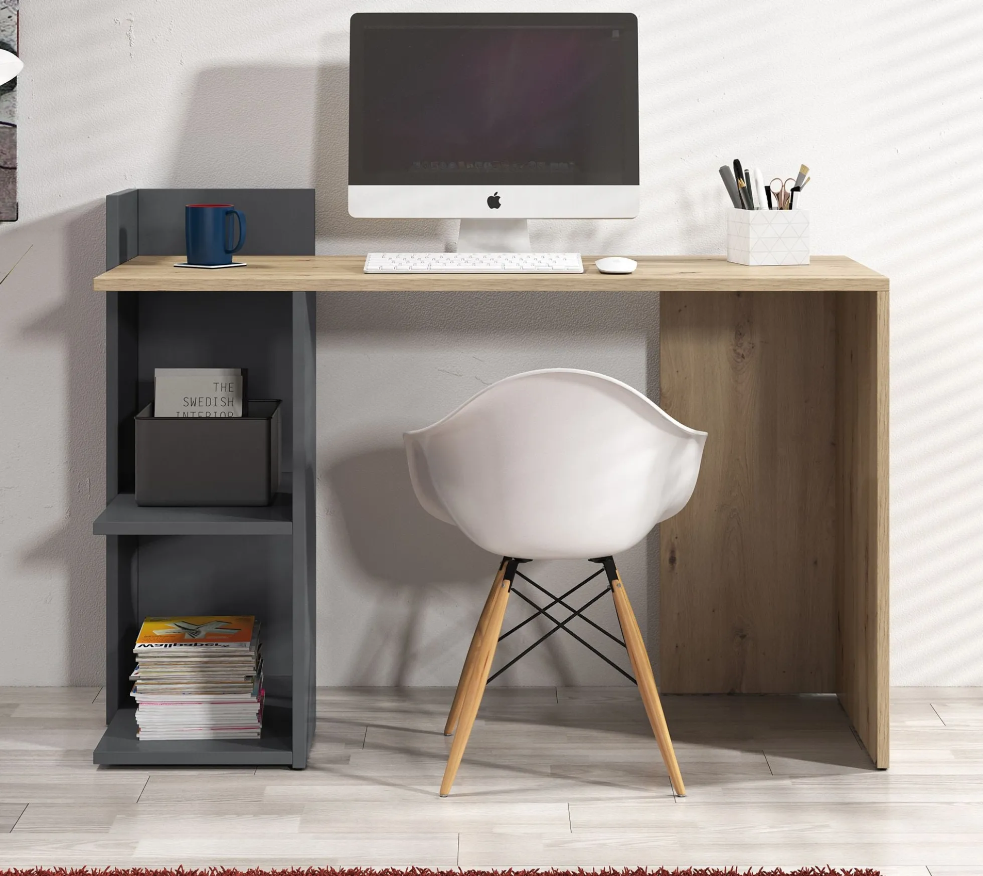 Pierre - Bureau - Eiken/antraciet - 120x52 cm