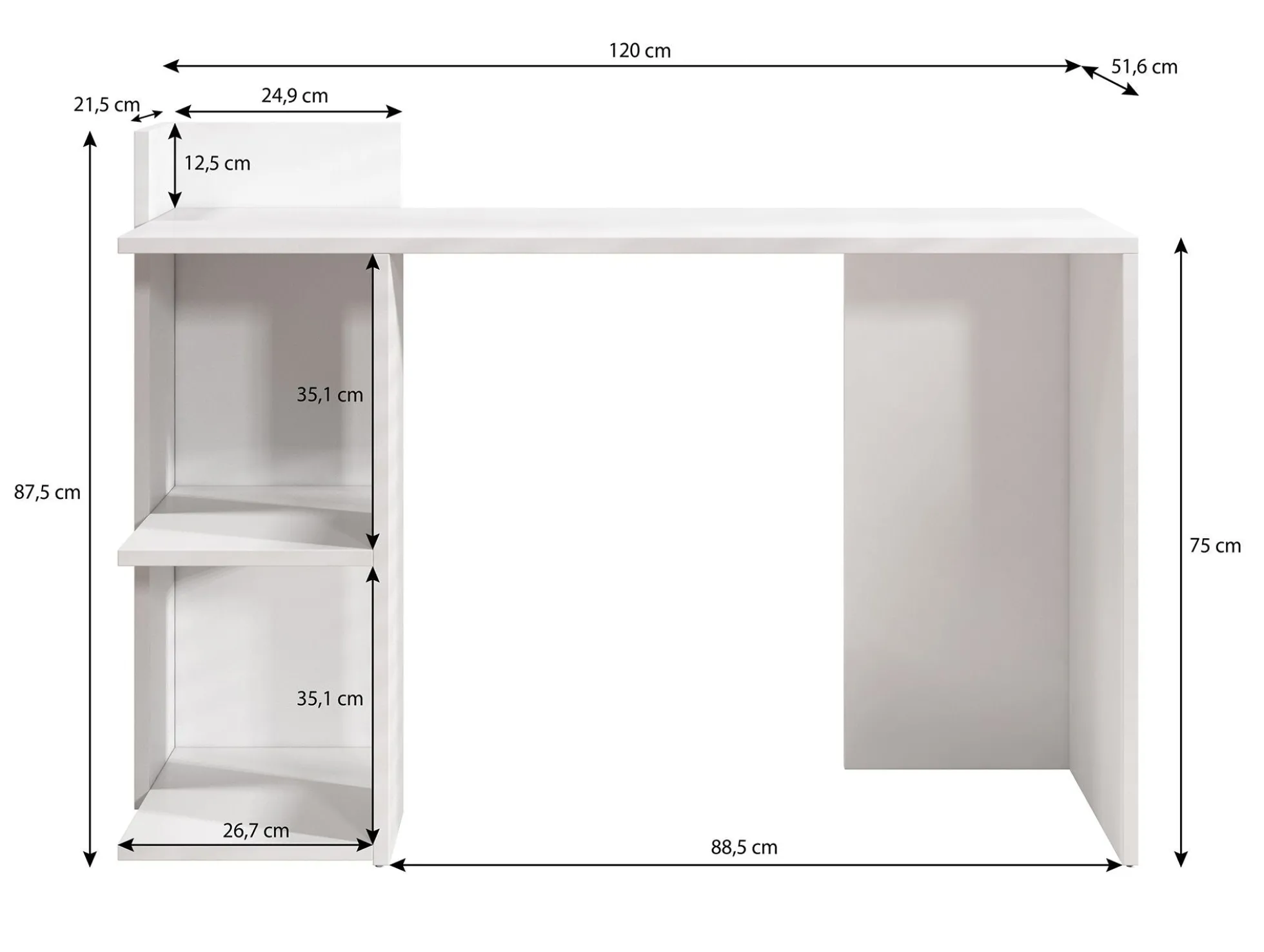 Pierre - Bureau - Wit - 120x52 cm
