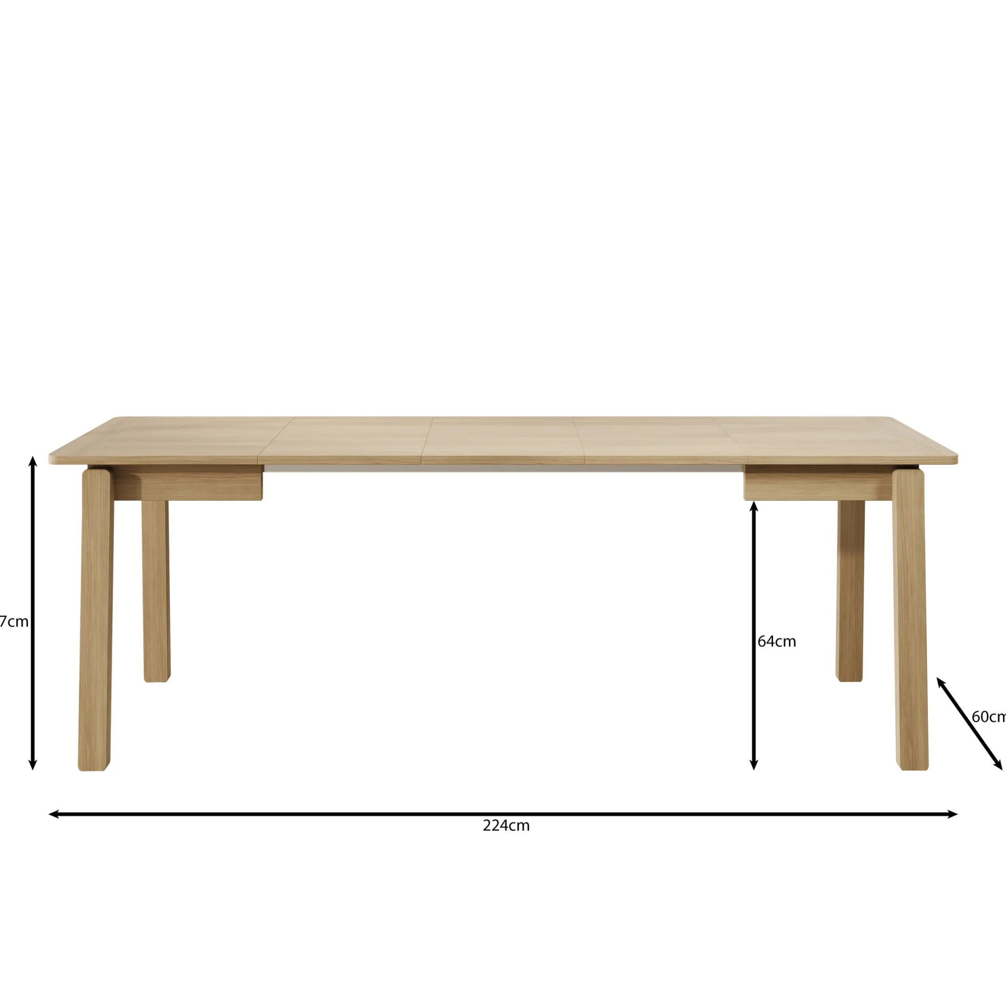 Portino - Eetkamertafel - Donker eiken - 104-224x60x77 cm