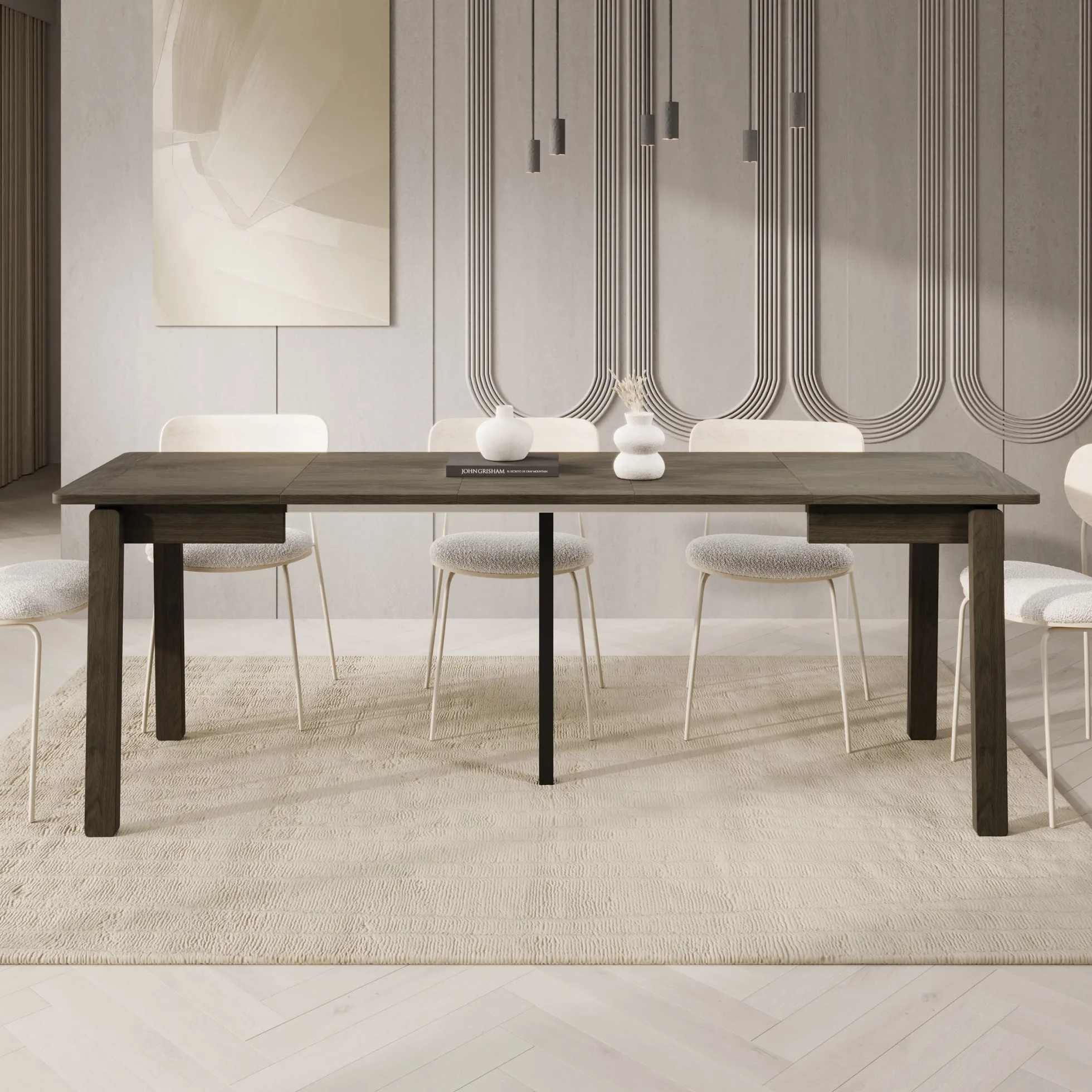Portino - Eetkamertafel - Donker eiken - 104-224x60x77 cm