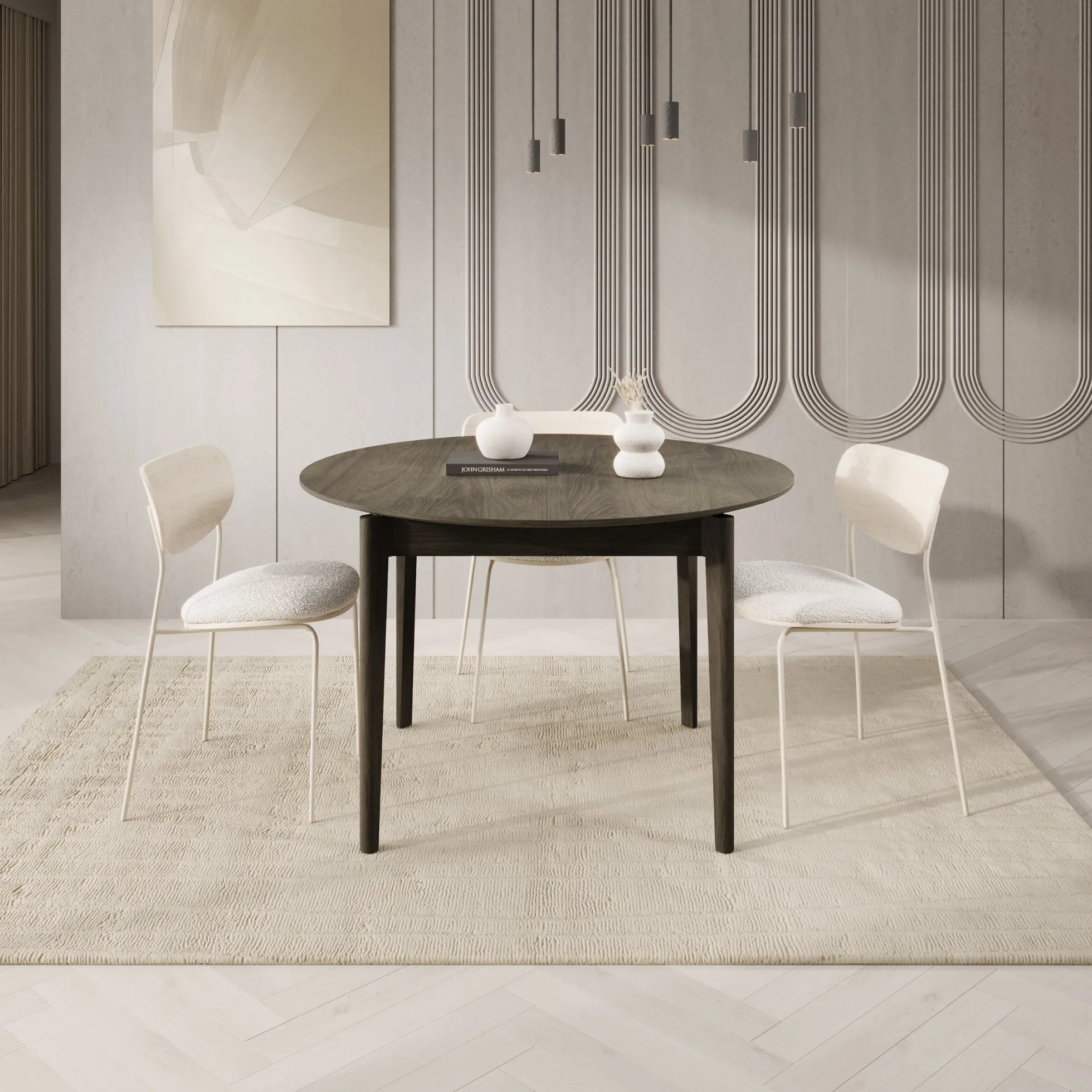 Portino - Eetkamertafel - Donker eiken - 120-240x120x77 cm