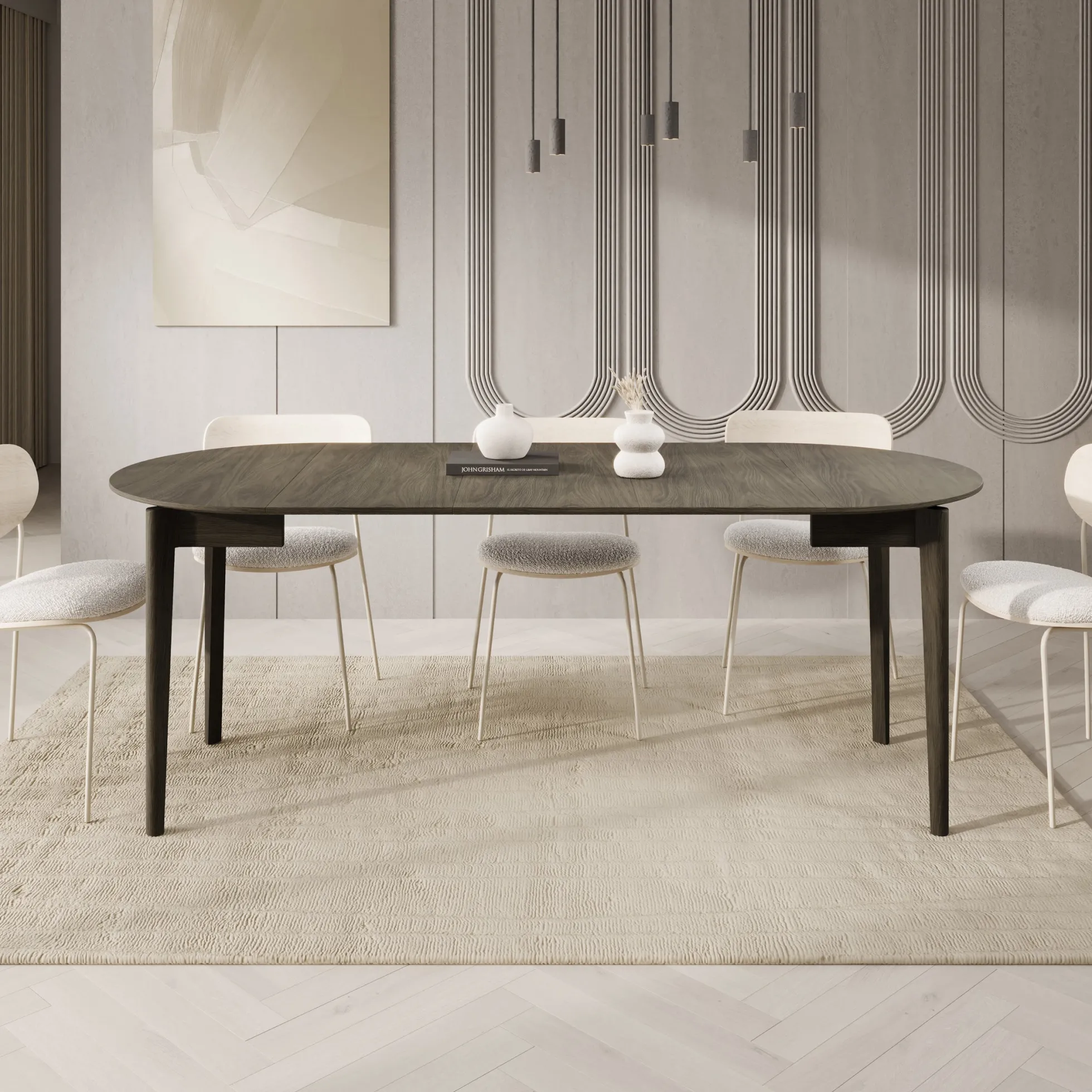 Portino - Eetkamertafel - Donker eiken - 90-210x90x77 cm