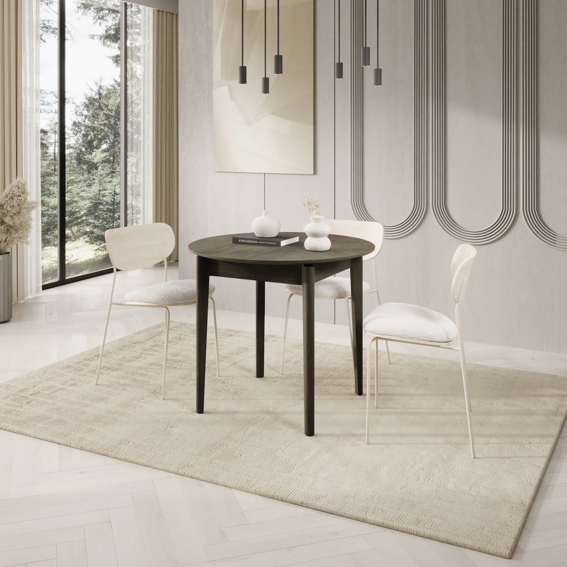 Portino - Eetkamertafel - Donker eiken - 90-210x90x77 cm