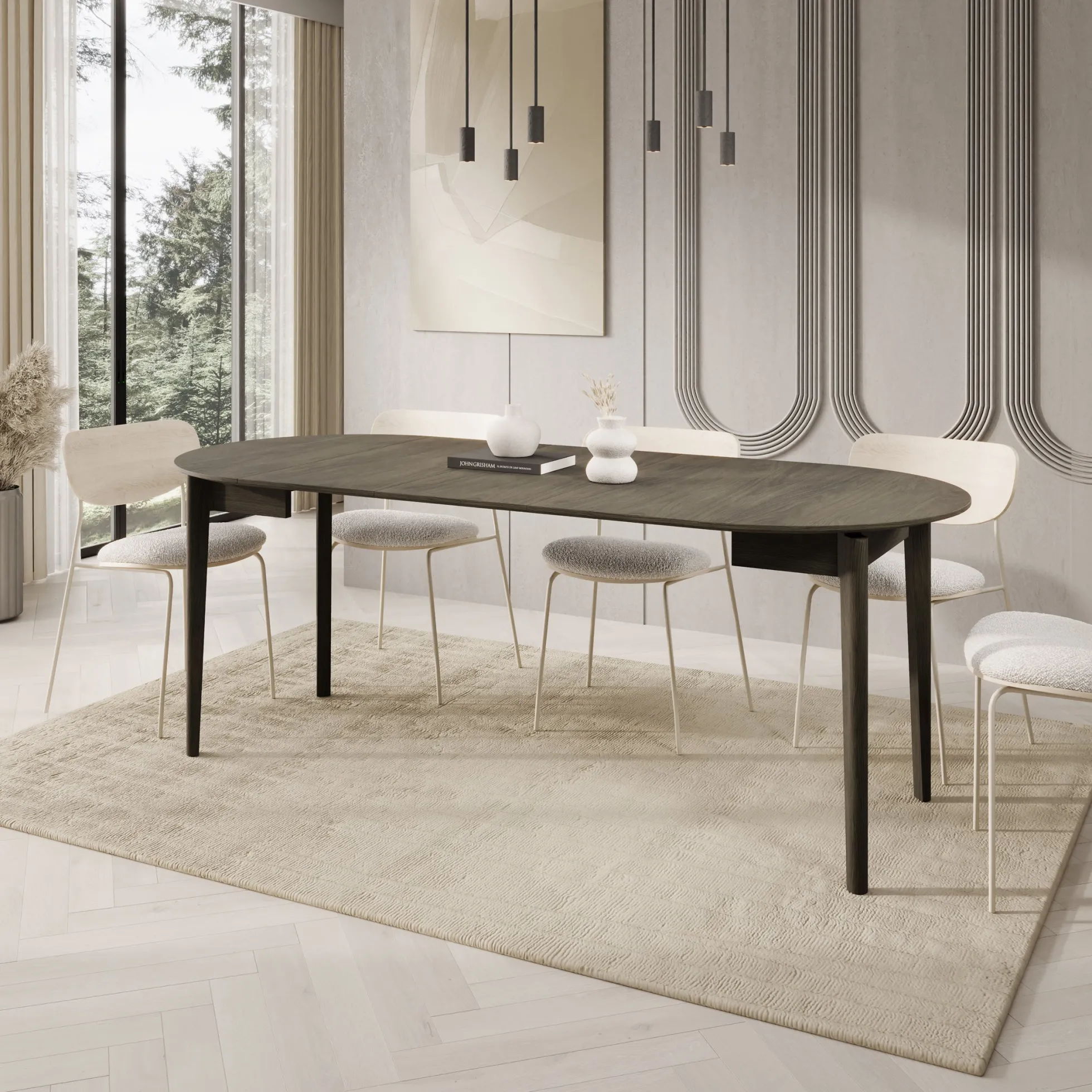 Portino - Eetkamertafel - Donker eiken - 90-210x90x77 cm