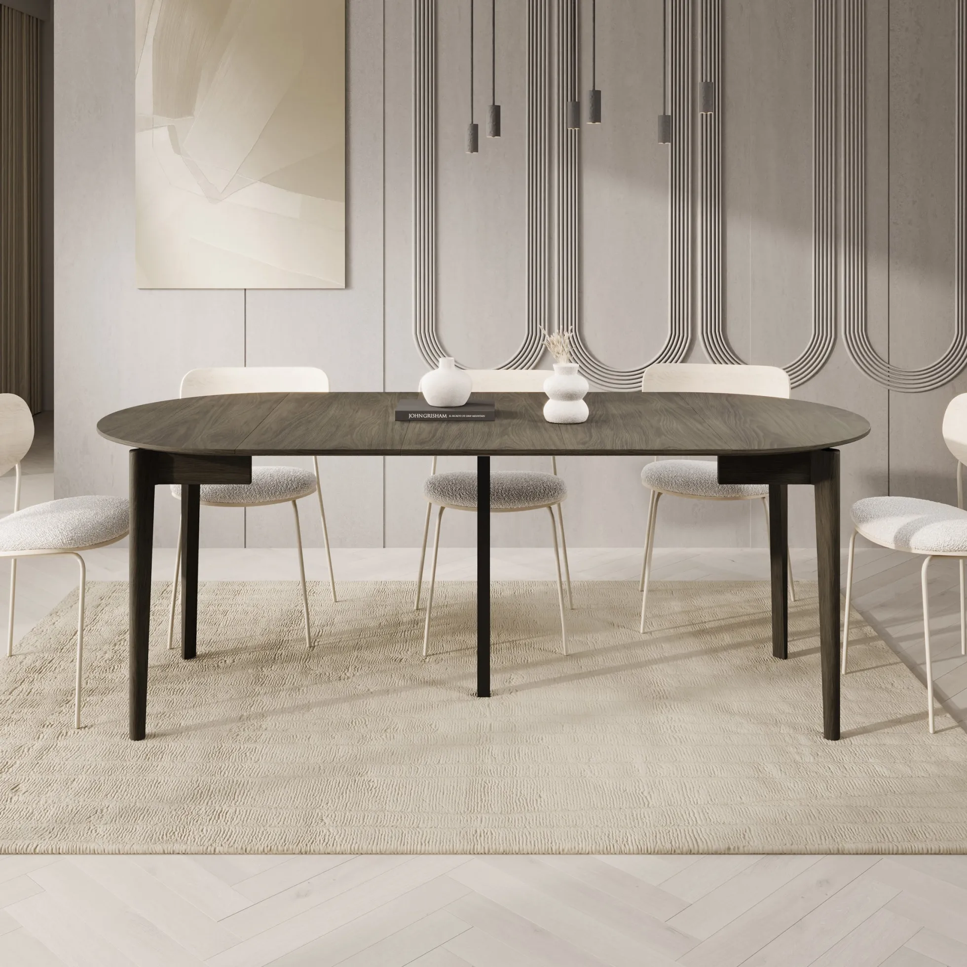 Portino - Eetkamertafel - Donker eiken - 90-210x90x77 cm