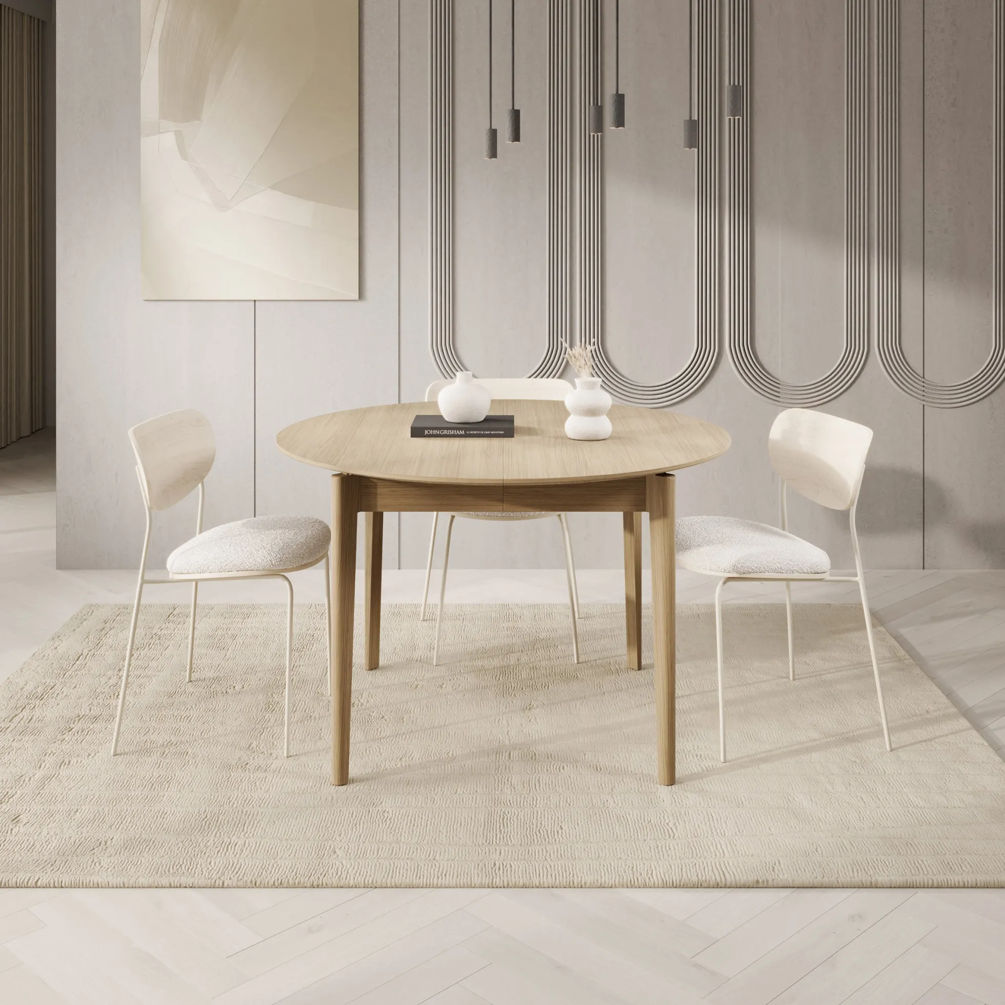 Portino - Eetkamertafel - Licht eiken - 120-240x120x77 cm