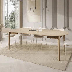 Portino - Eetkamertafel - Licht eiken - 120-240x120x77 cm