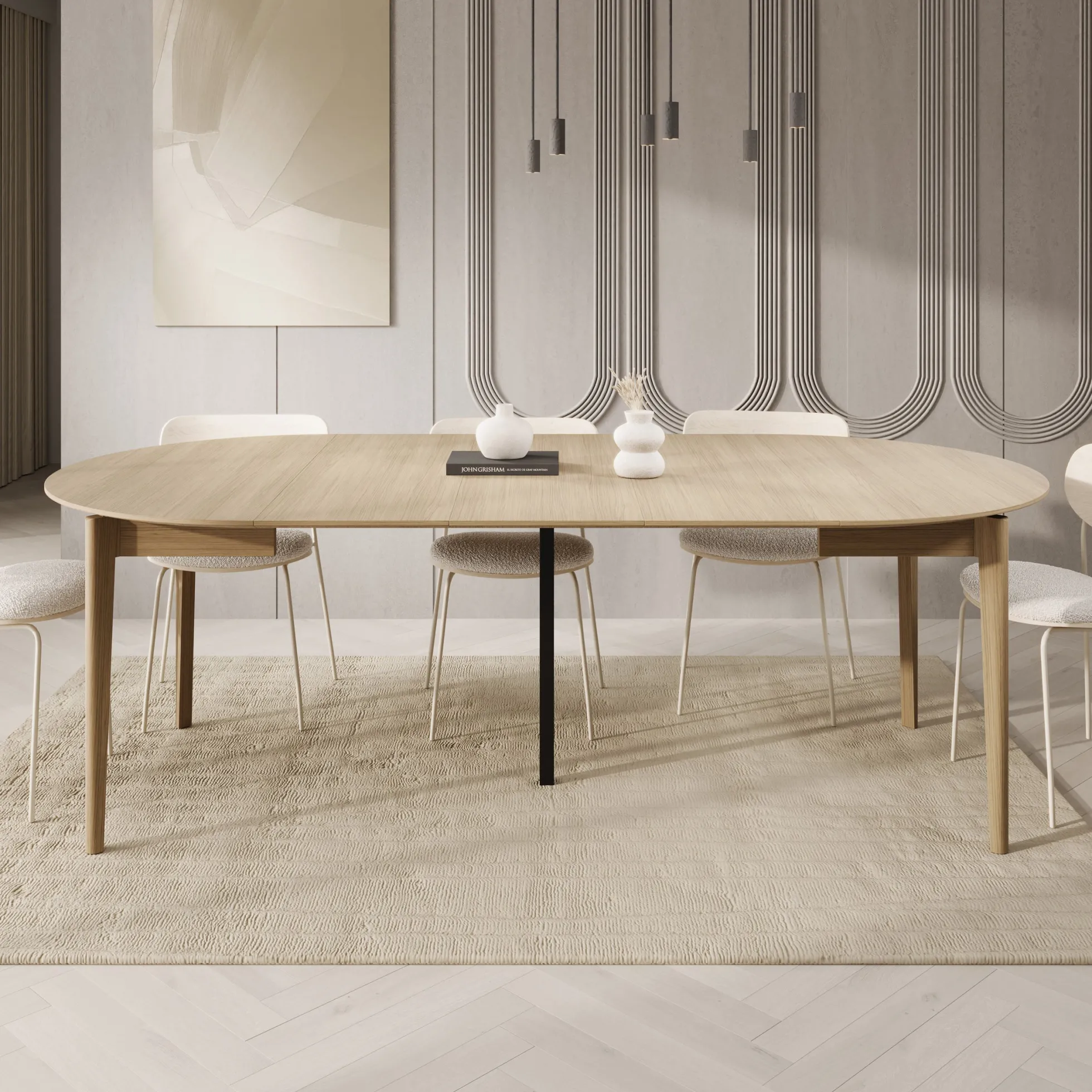 Portino - Eetkamertafel - Licht eiken - 120-240x120x77 cm