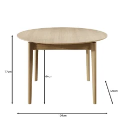 Portino - Eetkamertafel - Licht eiken - 120-240x120x77 cm