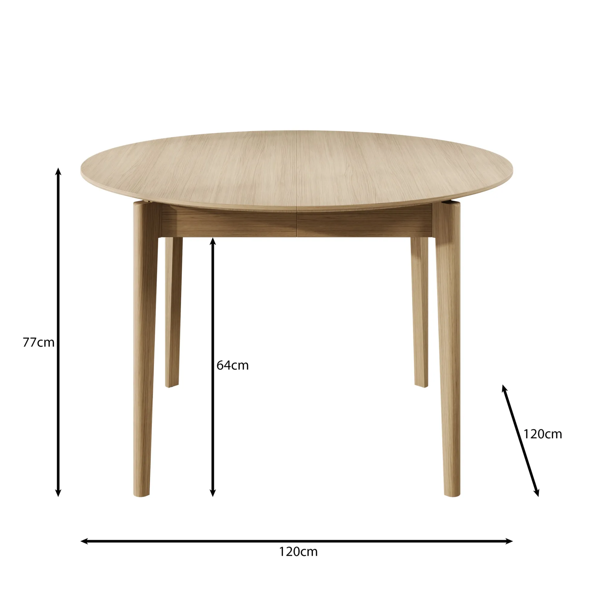 Portino - Eetkamertafel - Licht eiken - 120-240x120x77 cm