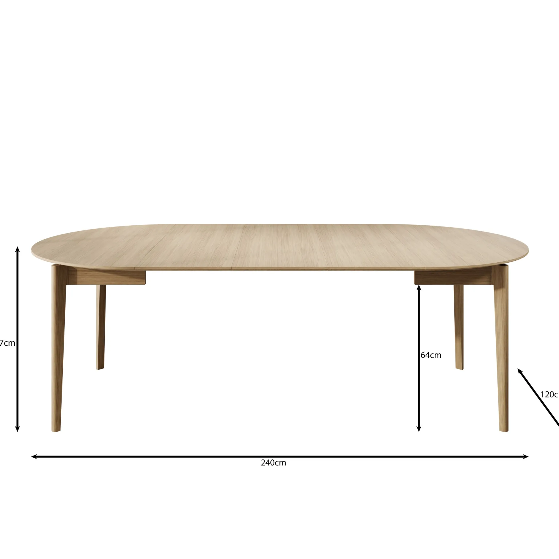 Portino - Eetkamertafel - Licht eiken - 120-240x120x77 cm