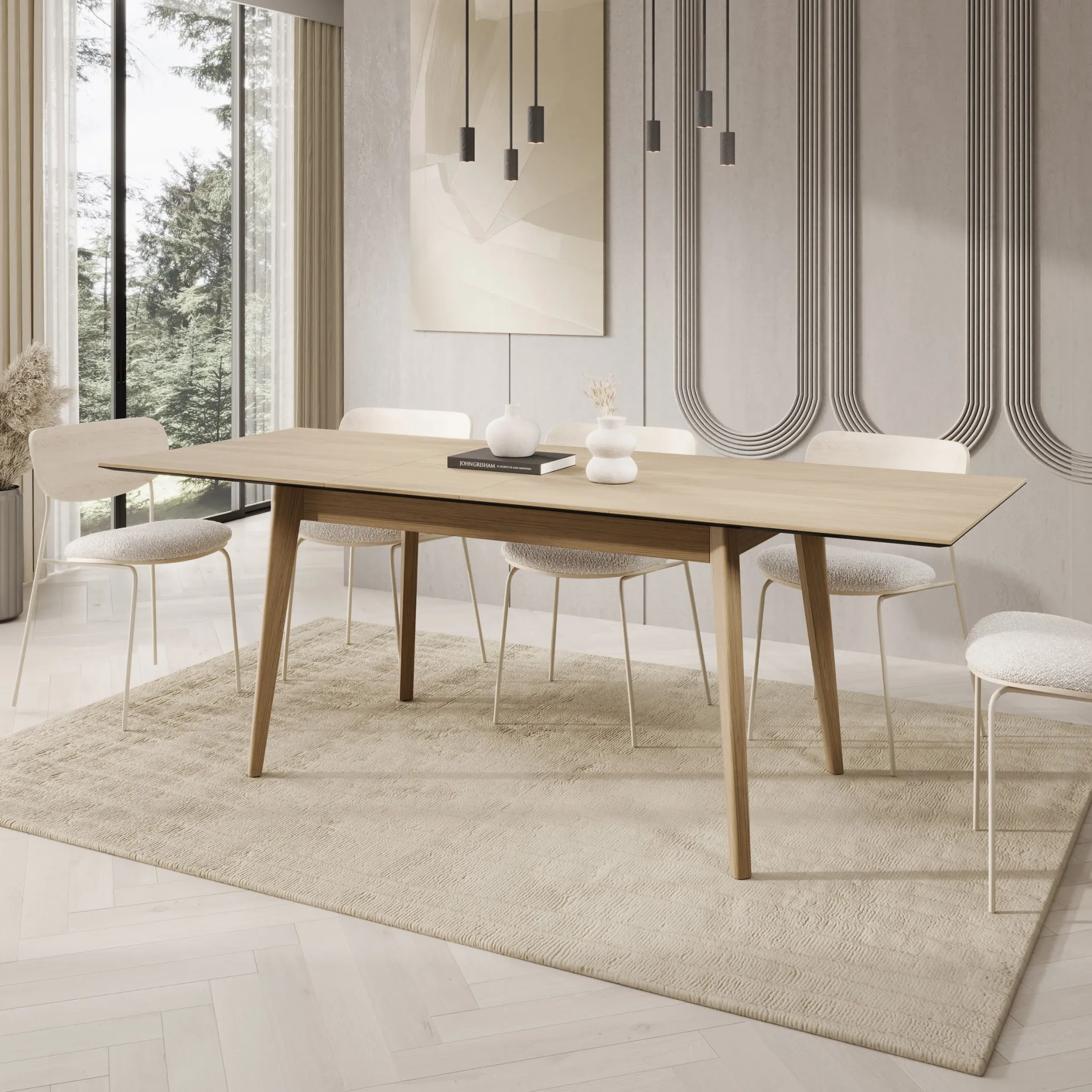 Portino - Eetkamertafel - Licht eiken - 145-220x85x77cm