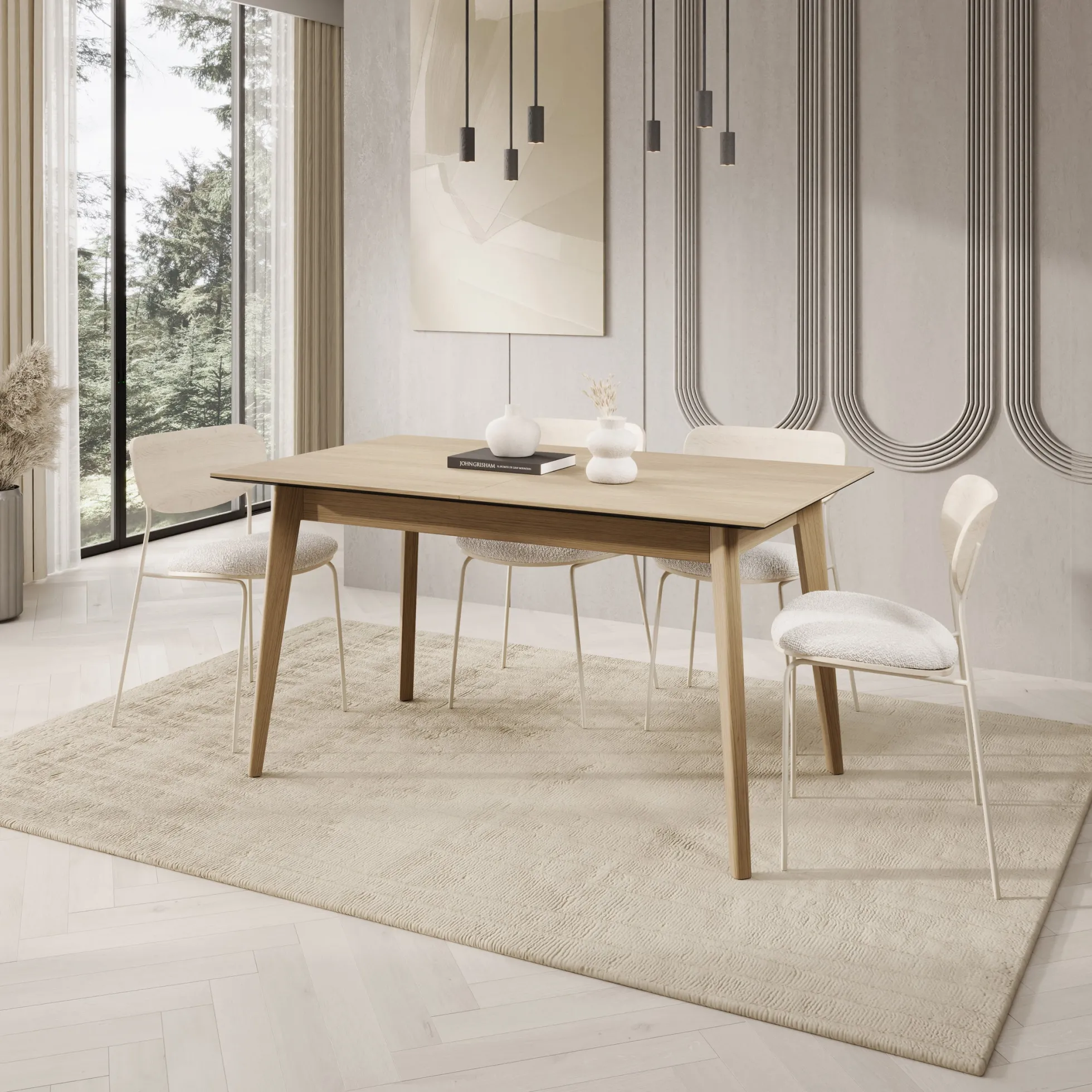 Portino - Eetkamertafel - Licht eiken - 145-220x85x77cm