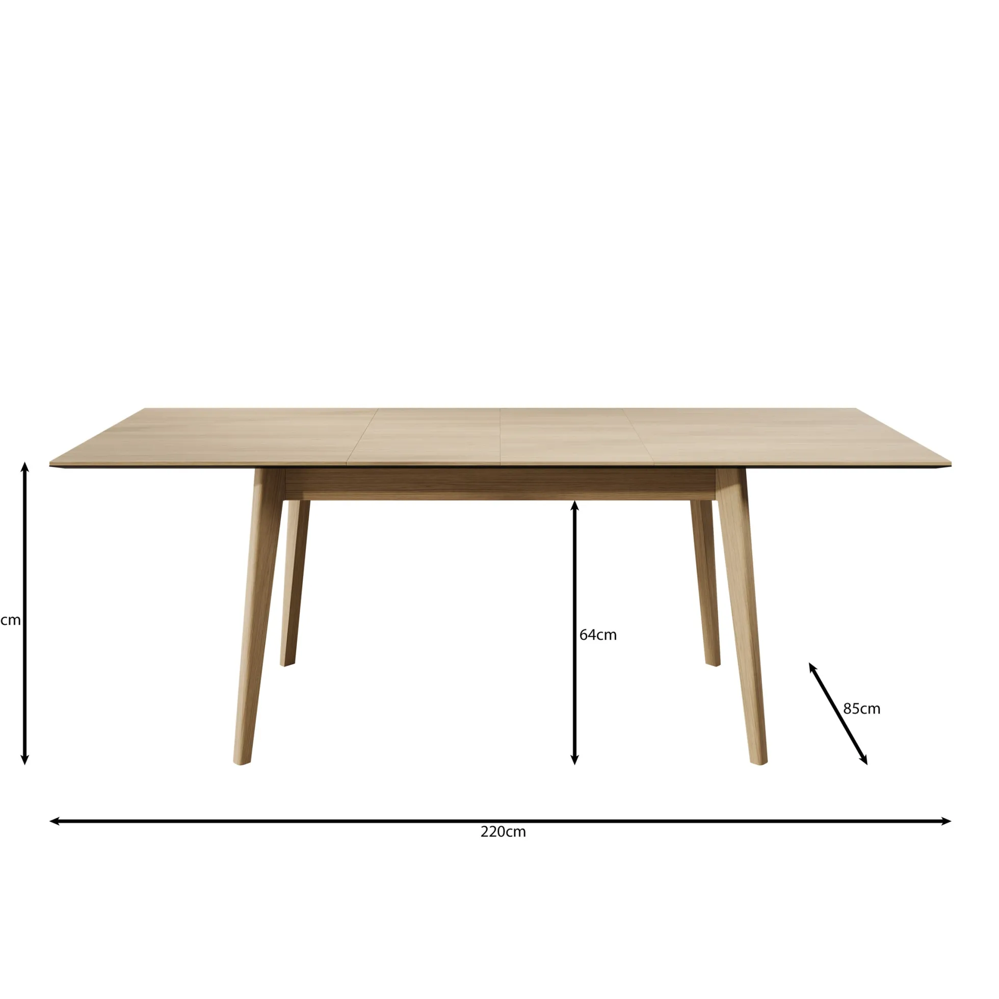 Portino - Eetkamertafel - Licht eiken - 145-220x85x77cm
