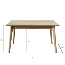 Portino - Eetkamertafel - Licht eiken - 145-220x85x77cm