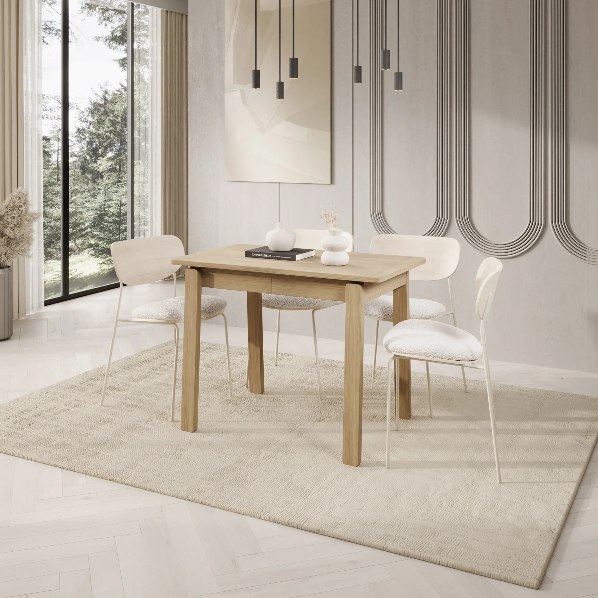 Portino - Eetkamertafel - Licht eiken - 104-224x60x77 cm