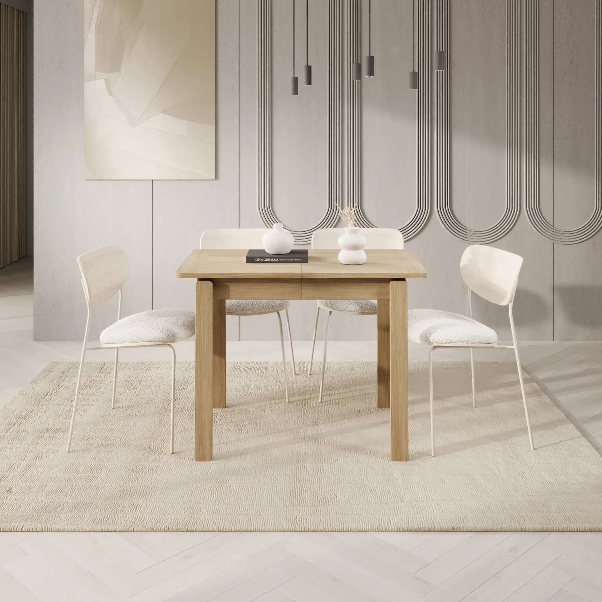 Portino - Eetkamertafel - Licht eiken - 104-224x60x77 cm