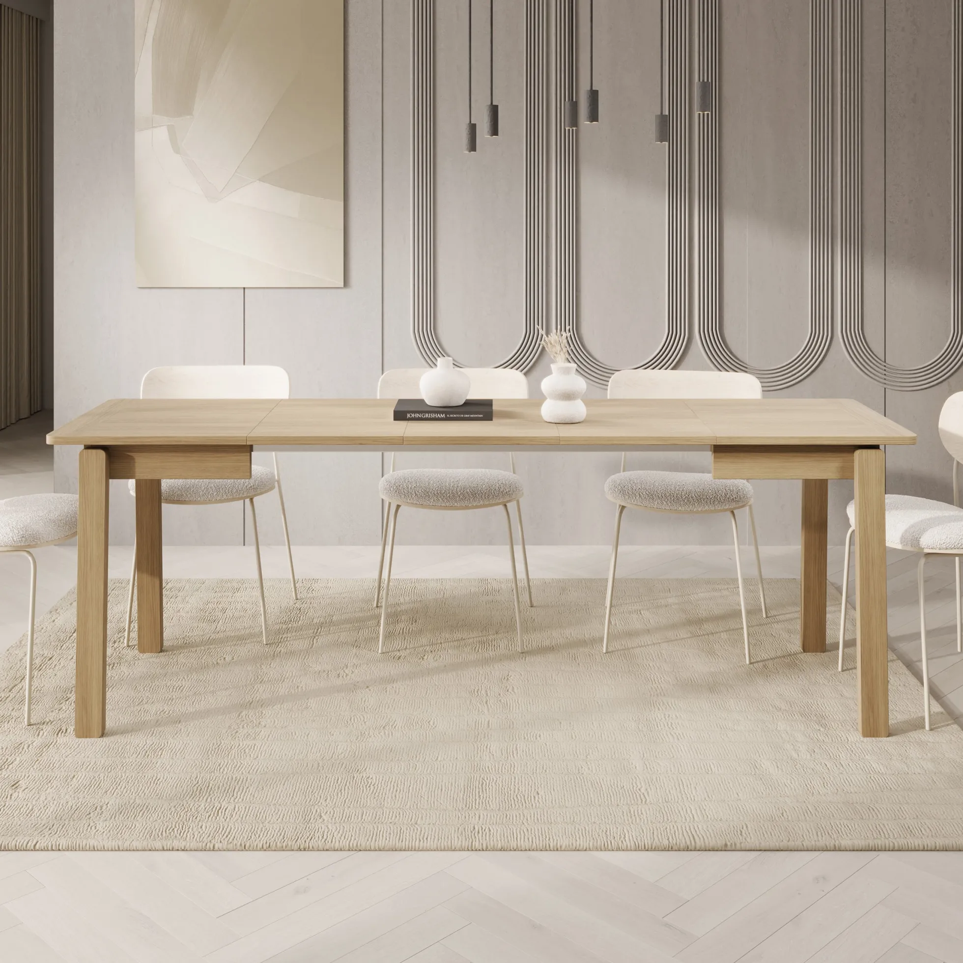 Portino - Eetkamertafel - Licht eiken - 104-224x60x77 cm