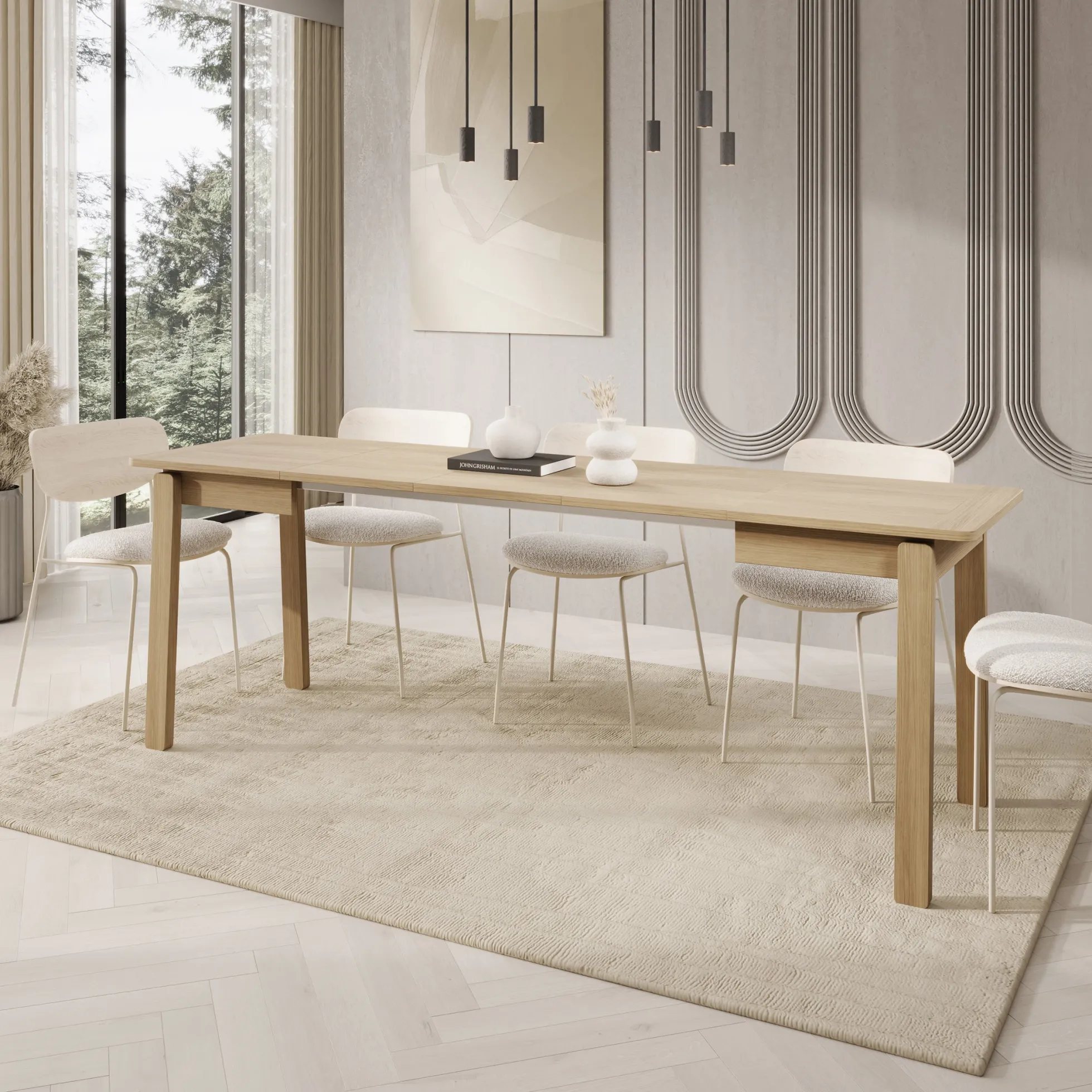 Portino - Eetkamertafel - Licht eiken - 104-224x60x77 cm