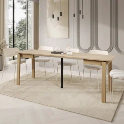 Portino - Eetkamertafel - Licht eiken - 104-224x60x77 cm