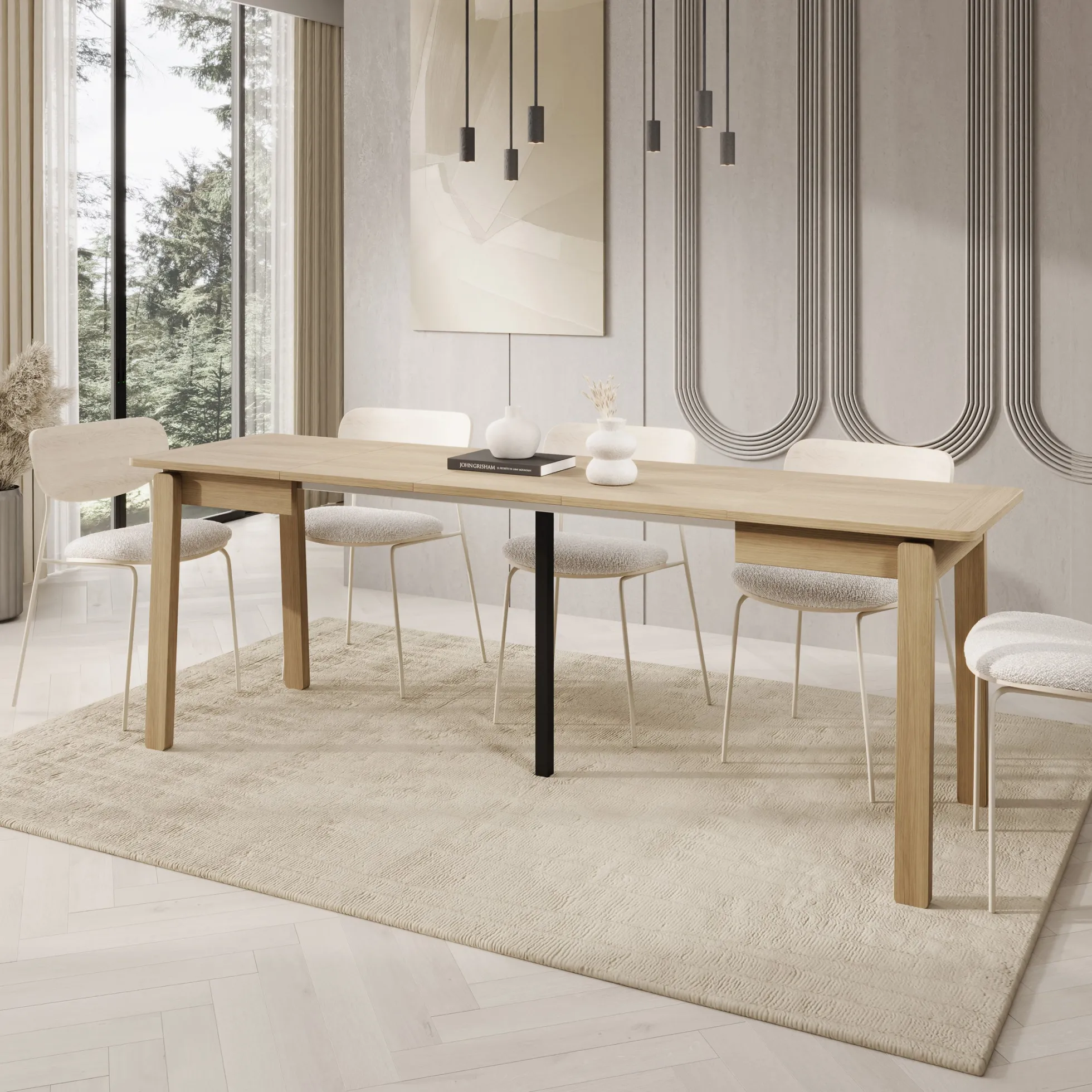 Portino - Eetkamertafel - Licht eiken - 104-224x60x77 cm