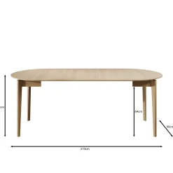 Portino - Eetkamertafel - Licht eiken - 90-210x90x77cm