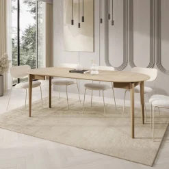 Portino - Eetkamertafel - Licht eiken - 90-210x90x77cm