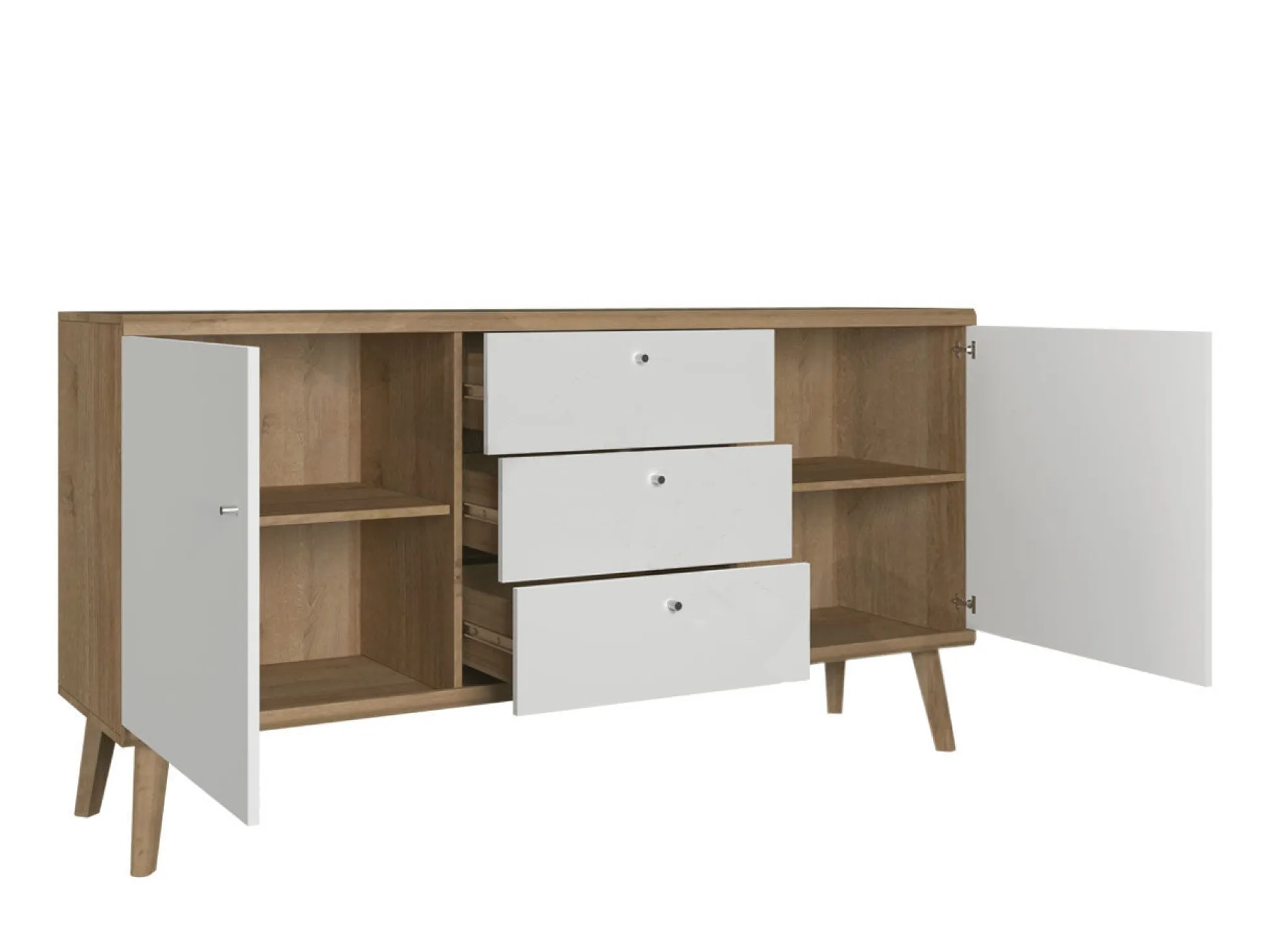Primavera - Dressoir - Wit/licht eiken - 160x40x83 cm