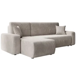 Prudence - Hoekbank 3-zits met chaise longue - Ribstof beige - Univers