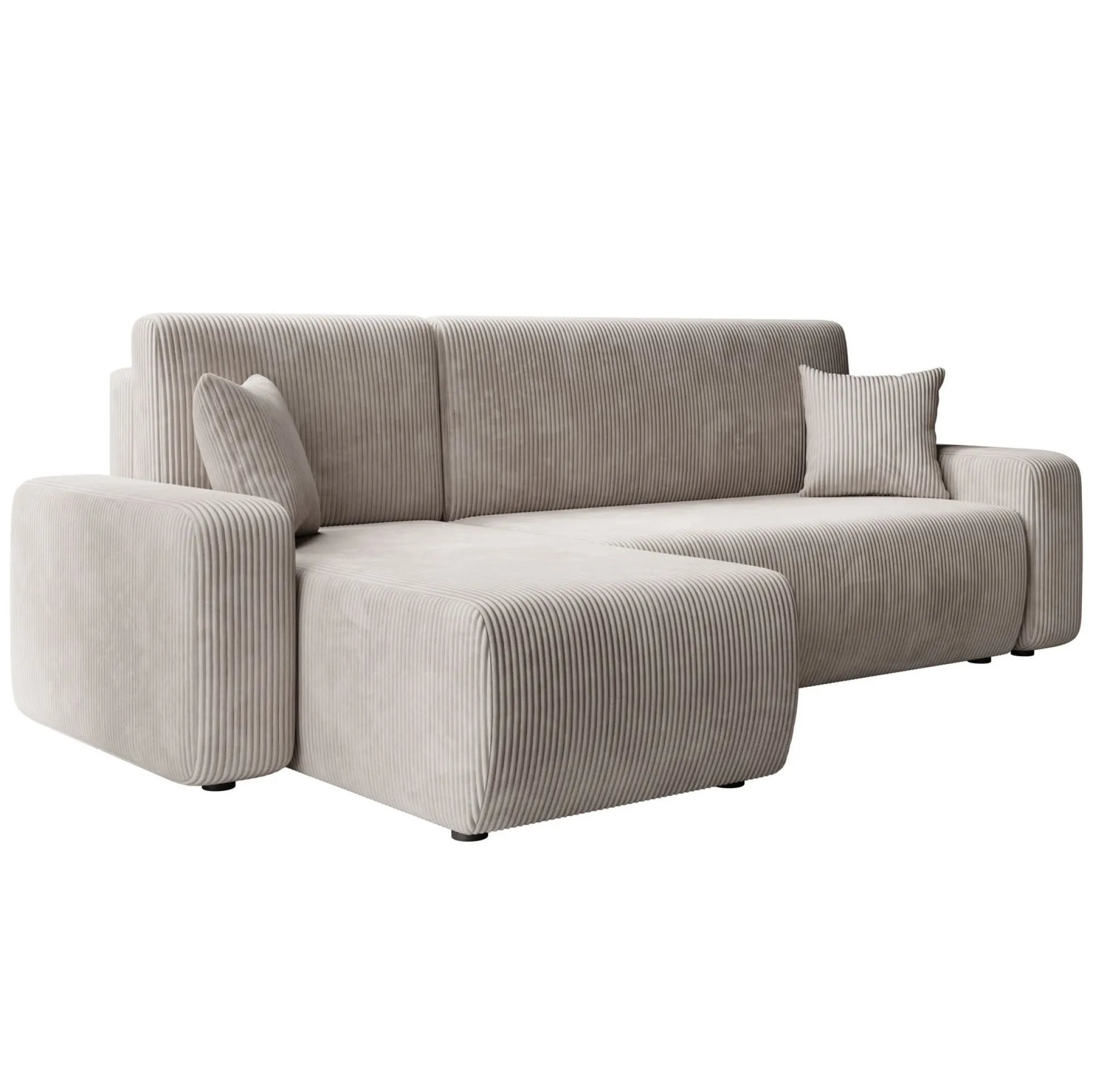 Prudence - Hoekbank 3-zits met chaise longue - Ribstof beige - Univers