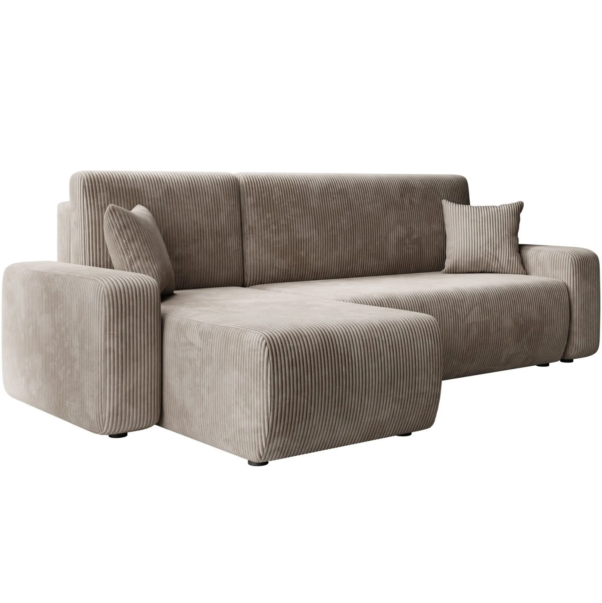 Prudence - Hoekbank 3-zits met chaise longue - Ribstof bruin - Univers