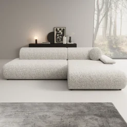 Pucet - Hoekbank 3-zits met slaapfunctie - Stof grijs - Rechts - 286x1